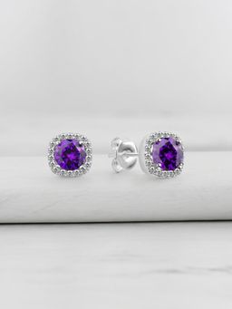 Nistra - 925 Sterling Silver Royal Purple Stud Earrings