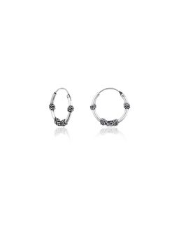Nistra - 925 Sterling Silver Little Wonder Oxidised Hoops Earrings