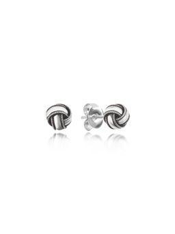 Nistra - 925 Sterling Silver Chic Knotted Oxidised Studs Earrings