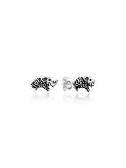 Nistra - 925 Sterling Silver Joyful Elephant Oxidised Earrings