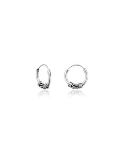 Nistra - 925 Sterling Silver Whispers Oxidised Hoops Earrings