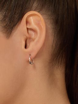 Nistra - 925 Sterling Silver Spiralled Oxidised Hoops Earrings