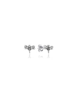 Nistra - 925 Sterling Silver Oxidized Dragonfly Stud Earrings