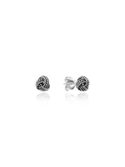 Nistra - 925 Sterling Silver Oxidized Mini Ball Studs Earrings
