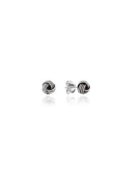 Nistra - 925 Sterling Silver Twisted Knot Oxidised Studs Earrings