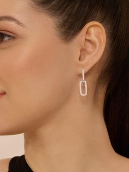 Nistra - 925 Sterling Silver Glamour Interlinked Drop Earrings
