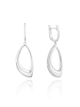Nistra - 925 Sterling Silver Groove Fusion Drops Earrings