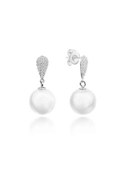 Nistra - 925 Sterling Silver Pearl Pop Drops Earrings