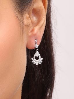 Nistra - 925 Sterling Silver Radiant Drop Earrings