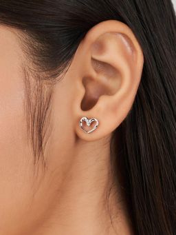 Nistra - 925 Sterling Silver Sweetheart Stud Earrings