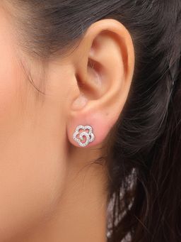 Nistra - 925 Sterling Silver Floral Earrings
