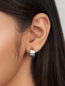 Nistra - 925 Sterling Silver Glimmer Huggies Earrings