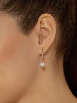 Nistra - 925 Sterling Silver Hug Swing Drop Earrings