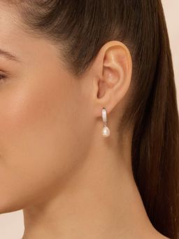 Nistra - 925 Sterling Silver Pearl Chic Drop Earrings