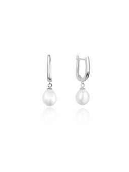 Nistra - 925 Sterling Silver Pearl Timeless Gentles Drop Earrings