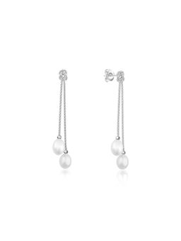 Nistra - 925 Sterling Silver Pearl Classic Dangling Earrings