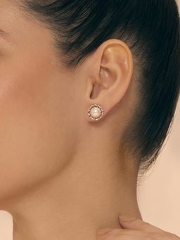 Nistra - 925 Sterling Silver Pearl Whispering Waves Earrings