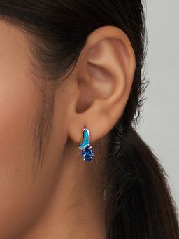 Nistra - 925 Sterling Silver Created Opal Twilight Whispers Earrings