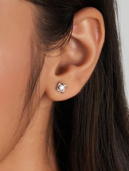 Nistra - 925 Sterling Silver Prism Twist Studs Earrings