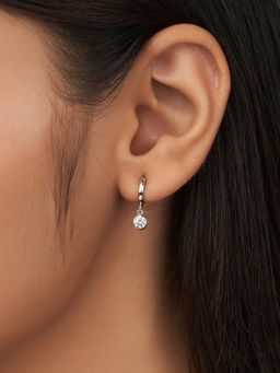 Nistra - 925 Sterling Silver Gem Drop Hoops Earrings