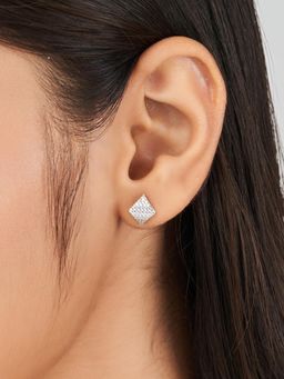 Nistra - 925 Sterling Silver Prism Studs Earrings