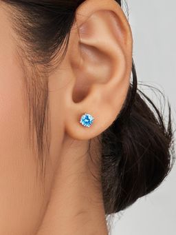 Nistra - 925 Sterling Silver Diva Blue Topaz Studs Earrings