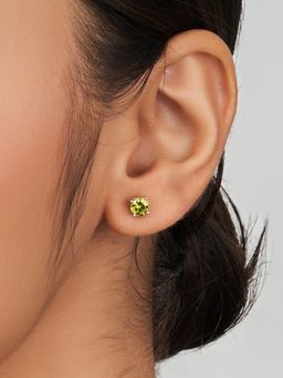 Nistra - 925 Sterling Silver Peridot Pop Studs Earrings