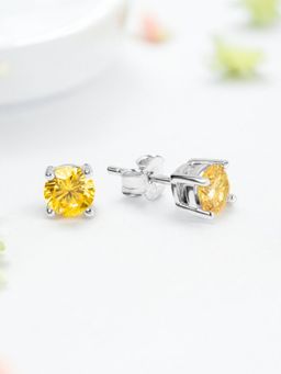 Nistra - 925 Sterling Silver Citrine Shimmer Studs Earrings