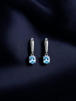 Nistra - 925 Sterling Silver Serene Blue Topaz Drop Earrings