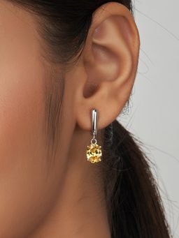 Nistra - 925 Sterling Silver Sunshine Citrine Drop Earrings