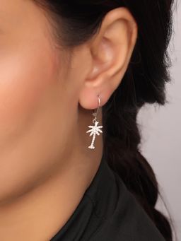 Nistra - 925 Sterling Silver Swaying Palms Drop Earrings