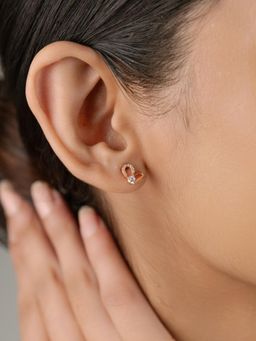 Nistra - 925 Sterling Silver Core Of Love Studs Earrings