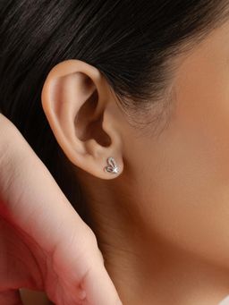 Nistra - 925 Sterling Silver Core Of Love Studs Earrings