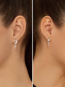 Nistra - 925 Sterling Silver Cosmic Duet Earrings