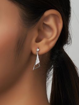 Nistra - 925 Sterling Silver Edgy Elegance Drop Earrings