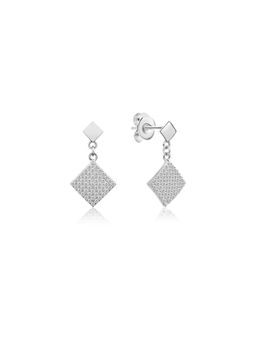 Nistra - 925 Sterling Silver Quadrilateral Quartz Drop Earrings
