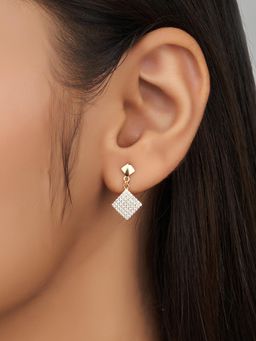 Nistra - 925 Sterling Silver Quadrilateral Quartz Drop Earrings