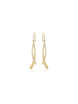 Nistra - 925 Sterling Silver Dual Drape Dangle Earrings