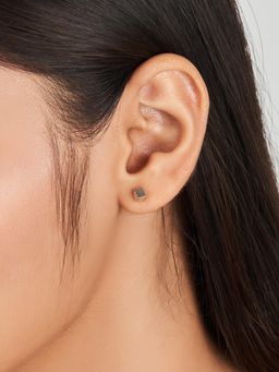 Nistra - 925 Sterling Silver Chic Minimalist Cubic Earrings