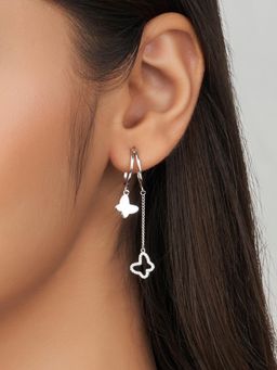 Nistra - 925 Sterling Silver Butterfly Drop Earrings