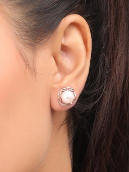 Nistra - 925 Sterling Silver Pearl Moonlit Reflection Earrings