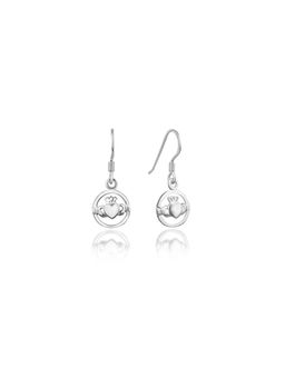 Nistra - 925 Sterling Silver Claddagh Whisper Drop Earrings
