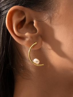 Nistra - 925 Sterling Silver Pearl Moonbeam Marble Earrings