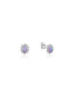 Nistra - 925 Sterling Silver Created Opal Royal Lavender Studs Earrings