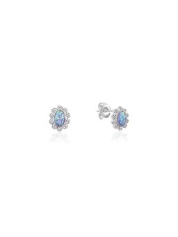 Nistra - 925 Sterling Silver Created Opal Tranquil Beauty Earrings