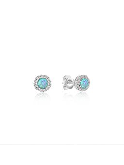 Nistra - 925 Sterling Silver Created Opal Starlight Brilliance Earrings