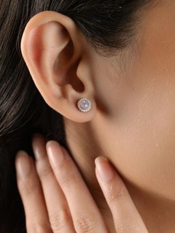 Nistra - 925 Sterling Silver Created Opal Timeless Royal Purple Earrings