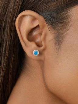 Nistra - 925 Sterling Silver Created Opal Glamorous Moonlight Earrings