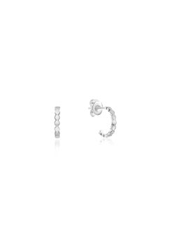 Nistra - 925 Sterling Silver Shiny Treasure Half Hoop Earrings