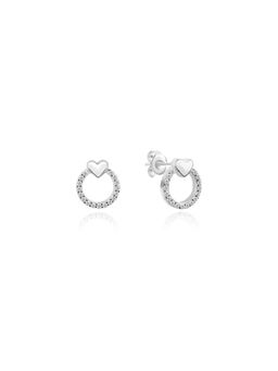 Nistra - 925 Sterling Silver Loveflutter Heart Studs Earrings